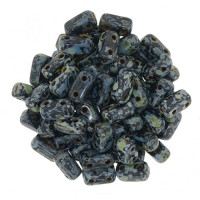 Jet Picasso 2-Hole Brick Bead - 3 x 6mm - Pack of 50 Jet Picasso 2-Hole Brick Bead - 3 x 6mm - Pack of 50