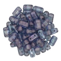 Luster Transparent Amethyst 2-Hole Brick Bead - 3 x 6mm - Pack of 50 