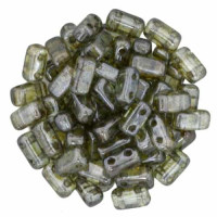 Luster Transparent Green 2-Hole Brick Bead - 3 x 6mm - Pack of 50 Luster Transparent Green 2-Hole Brick Bead - 3 x 6mm - Pack of 50
