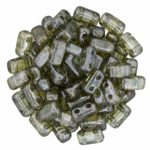 Luster Transparent Green 2-Hole Brick Bead - 3 x 6mm - Pack of 50 Luster Transparent Green 2-Hole Brick Bead - 3 x 6mm - Pack of 50
