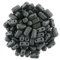 Matte Hematite 2-Hole Brick Bead - 3 x 6mm - Pack of 50 Matte Hematite 2-Hole Brick Bead - 3 x 6mm - Pack of 50