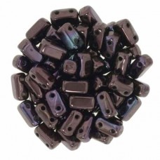 Luster Metallic Amethyst 2-Hole Brick Bead - 3 x 6mm -  Pack of 50 