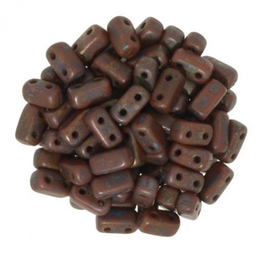 Picasso Umber 2-Hole Brick Bead - 3 x 6mm - Pack of 50 