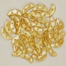 Lustre Transparent Champagne Crescent Czechmate Beads, Approx. 5g, 38 Beads