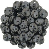 Hematite 2-Hole 6mm Lentil Beads - Strand of 50 Beads