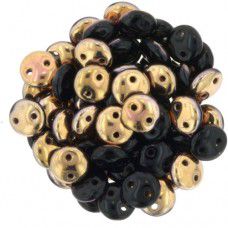 Jet Apollo 2-Hole 6mm Lentil Beads - Strand of 50 Beads