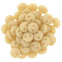 Opaque Beige 6mm 2-Hole Lentil Beads - Strand of 50 Beads