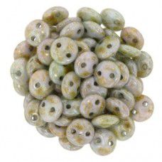 Opaque Ultra Luster Green 2-Hole 6mm Lentil Beads - Strand of 50 Beads
