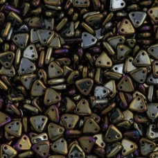 Iris Brown Czechmate Triangle Beads, approx 8g