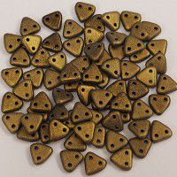 Polychrome Gold Czechmate Triangle Beads, approx 8g