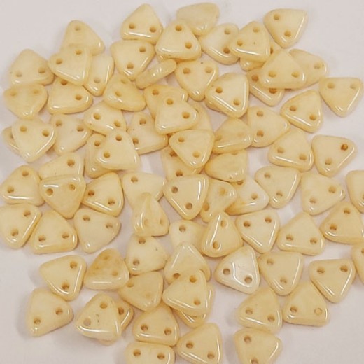 Opaque Luster Champagne Czechmate Triangle Beads, approx 8g