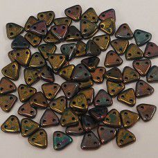 Persian Turquoise Bronze Czechmate Triangle Beads, approx 8g