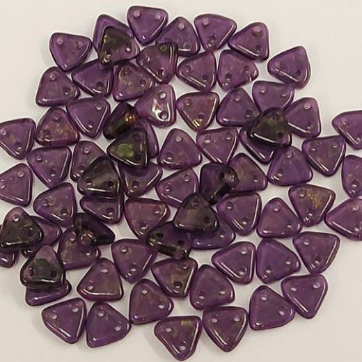Pink Topaz Luster Tanzanite Czechmate Triangle Beads, approx. 8g