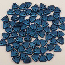 Polychrome Blue Czechmate Triangle Beads, approx 8g