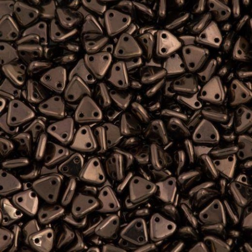 Dark Bronze Czechmate Triangle Beads, approx 8g