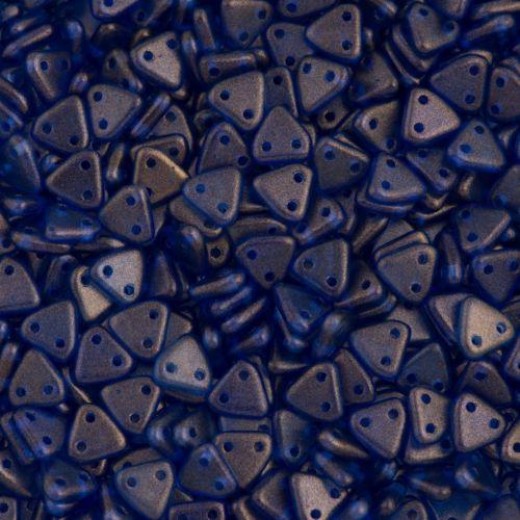 Bulk Bag Halo Ultramarine Czechmate Triangle Beads, approx 100g