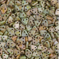 Opaque Ultra Luster Green Czechmate Triangle Beads, approx 8g