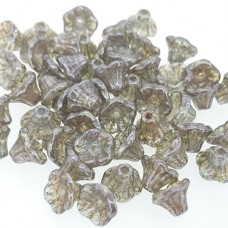 Crystal Blue Luster 5x7mm Flower Cup Beads, approx. 50