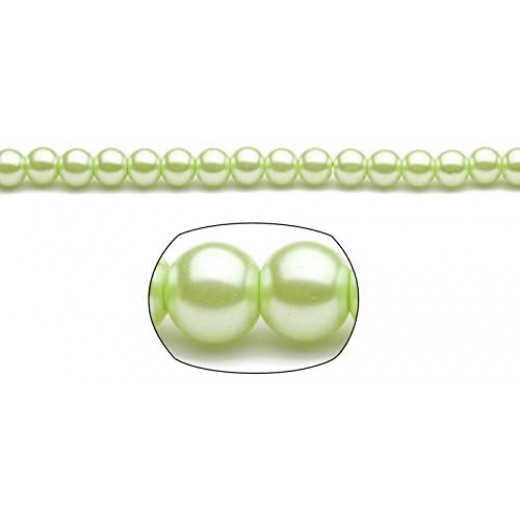 Spring Green 8mm Glass Pearls, Double Strand, Approx. 112 Beads