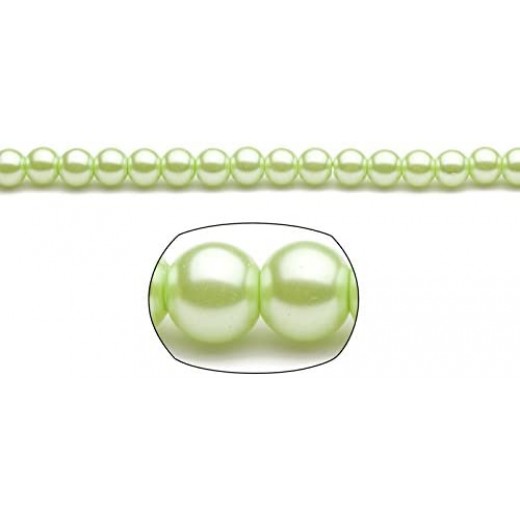 8mm Soft Apple Green colour Smooth Round Glass Pearls, 112 Beads