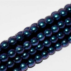 8mm Czech Glass Polynesian Pearls in Iridescent Jet finish, 75 Beads