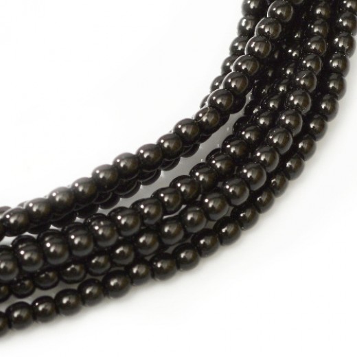 Black Shiny 2mm Glass Pearls, 150pcs