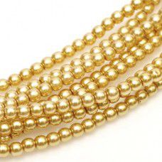 Light Gold Shiny 4mm Glass Pearls, 120pcs