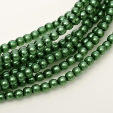 Christmas Green 6mm Glass Pearls, 75pcs.