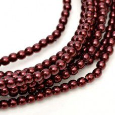 Wine Shiny 2mm Glass Pearls, Approx 150 Beads