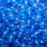 6mm Round Indian Glass Beads, Frosted Blue, Pack of 20