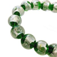 15mm Green Foiled Glass Beads, pack of 5