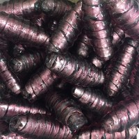 Purple Striped Oval Tube Glass Beads, 24 x 4mm