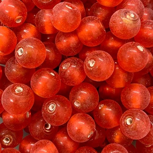 10mm Orange Foiled Glass Beads, Pack of 10