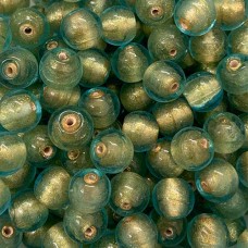 10mm Green Foiled Glass Beads, Pack of 10