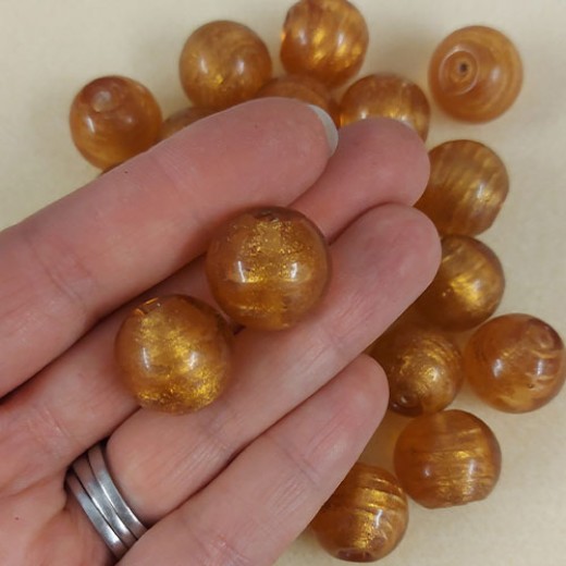 Bulk Bag 18mm Gold Foiled Round Beads, Gold, Approx 250 Grams