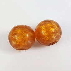 18mm Foiled Glass Bead, Gold, Pack of 2
