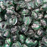 Patterned Silver Foil Discs, 12x10mm, Green, 10 Pack