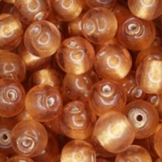 Bulk Bag 10mm Gold Foiled Round Beads, Pale Peach, Approx 250 Grams