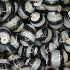 Ceramic Glazed 12 x 18mm Ovals, Black, Wholesale Bag, Approx 250gr.