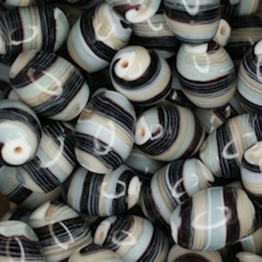 Ceramic Glazed 12 x 18mm Ovals, Black, Wholesale Bag, Approx 250gr.