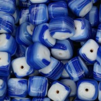 Ceramic Glazed 9mm Cubes, Blue, Pack of 10