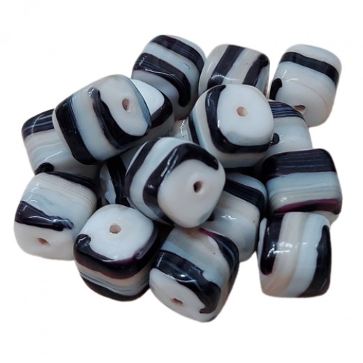Ceramic Glazed 9mm Cubes, Black, Wholesale Bag, Approx 250gr.