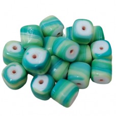 Ceramic Glazed 9mm Cubes, Green, Wholesale Bag, Approx 250gr.