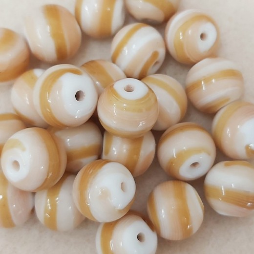 Glazed 12mm Round Beads, Tan, Wholesale Bag, Approx 250g