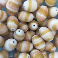 Ceramic Glazed 12 x 18mm Ovals, Tan, Wholesale Bag, Approx 250gr. 