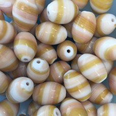 Ceramic Glazed 12 x 18mm Ovals, Tan, Wholesale Bag, Approx 250gr. 