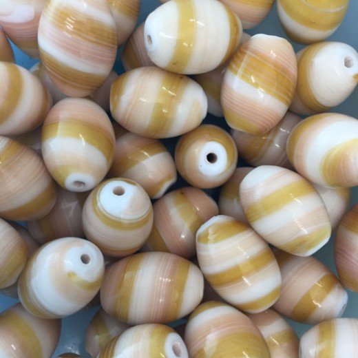 Ceramic Glazed 12 x 18mm Ovals, Tan, Wholesale Bag, Approx 250gr. 