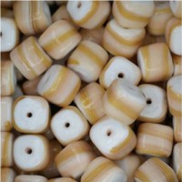 Ceramic Glazed 9mm Cubes, Tan, Wholesale Bag, Approx 250gr.
