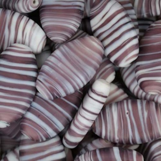 Bulk Bag Matte Glass Swirls, Oval 28 x 17mm, Purple, Approx 250 Grams