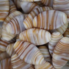 Bulk Bag Matte Glass Swirls, Ovals 28 x 17mm, Brown, Approx 250 Grams